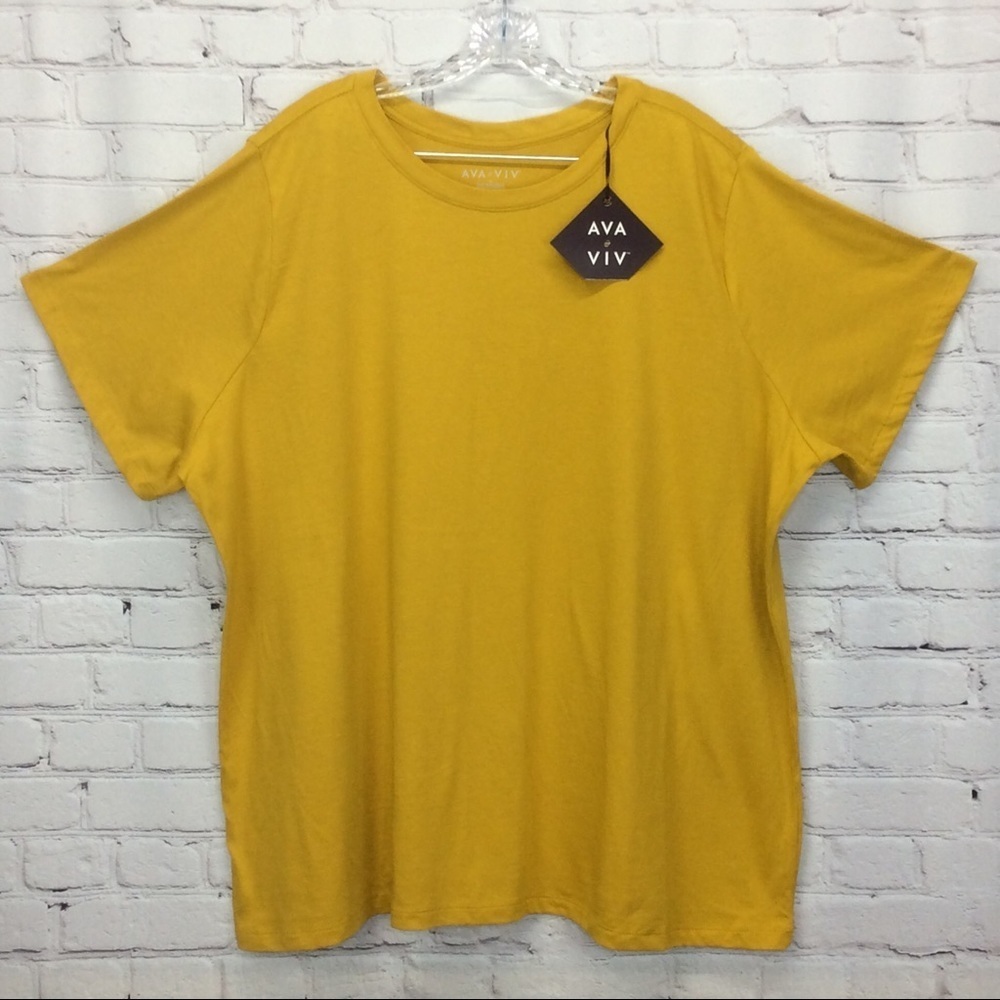 AVA & VIV T-Shirt Women's Plus Size 3x(24-26) Gold Scoop Neck Short Sleeve Comfy